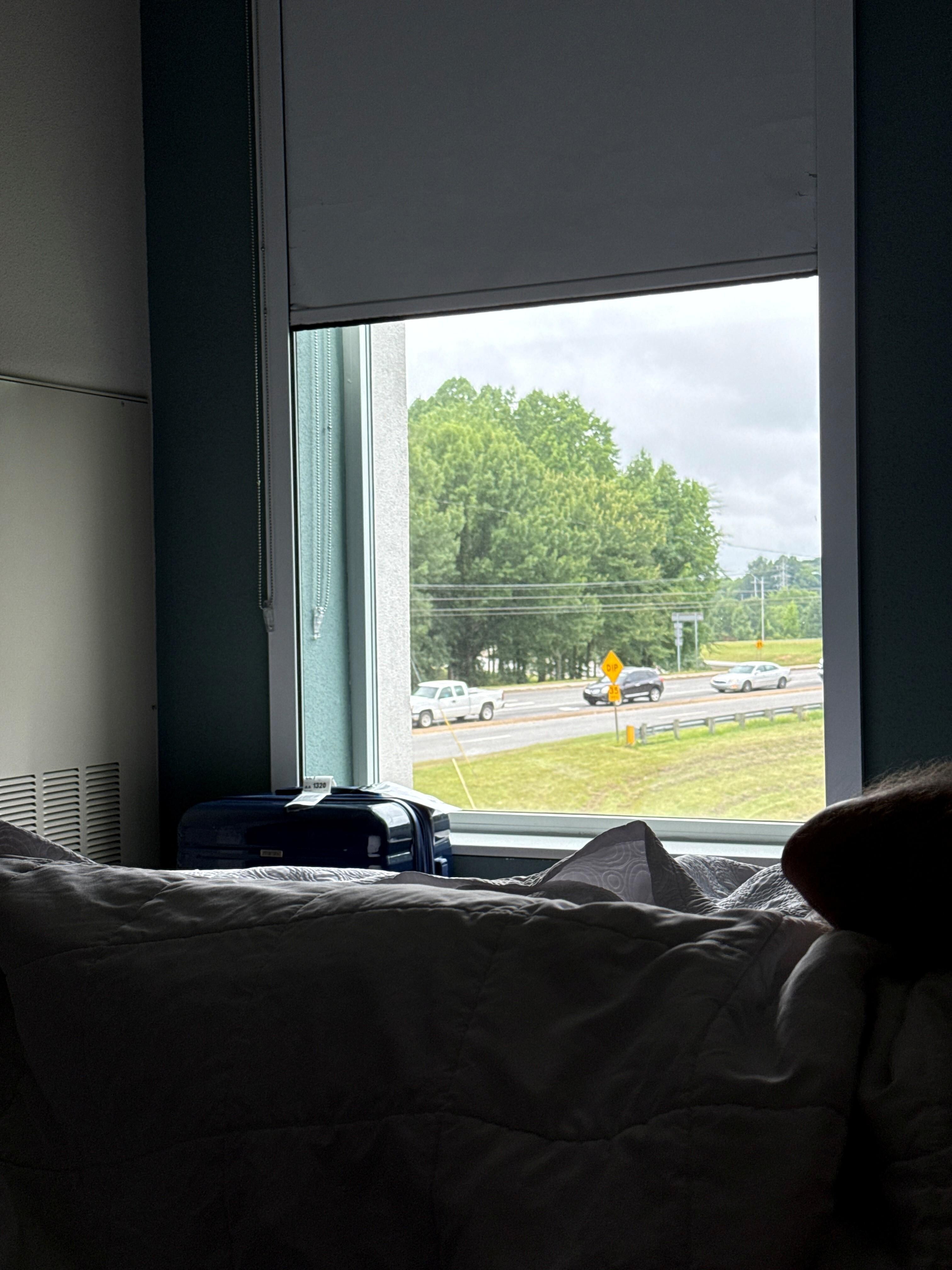 View from our hotel room after long day/night of travel