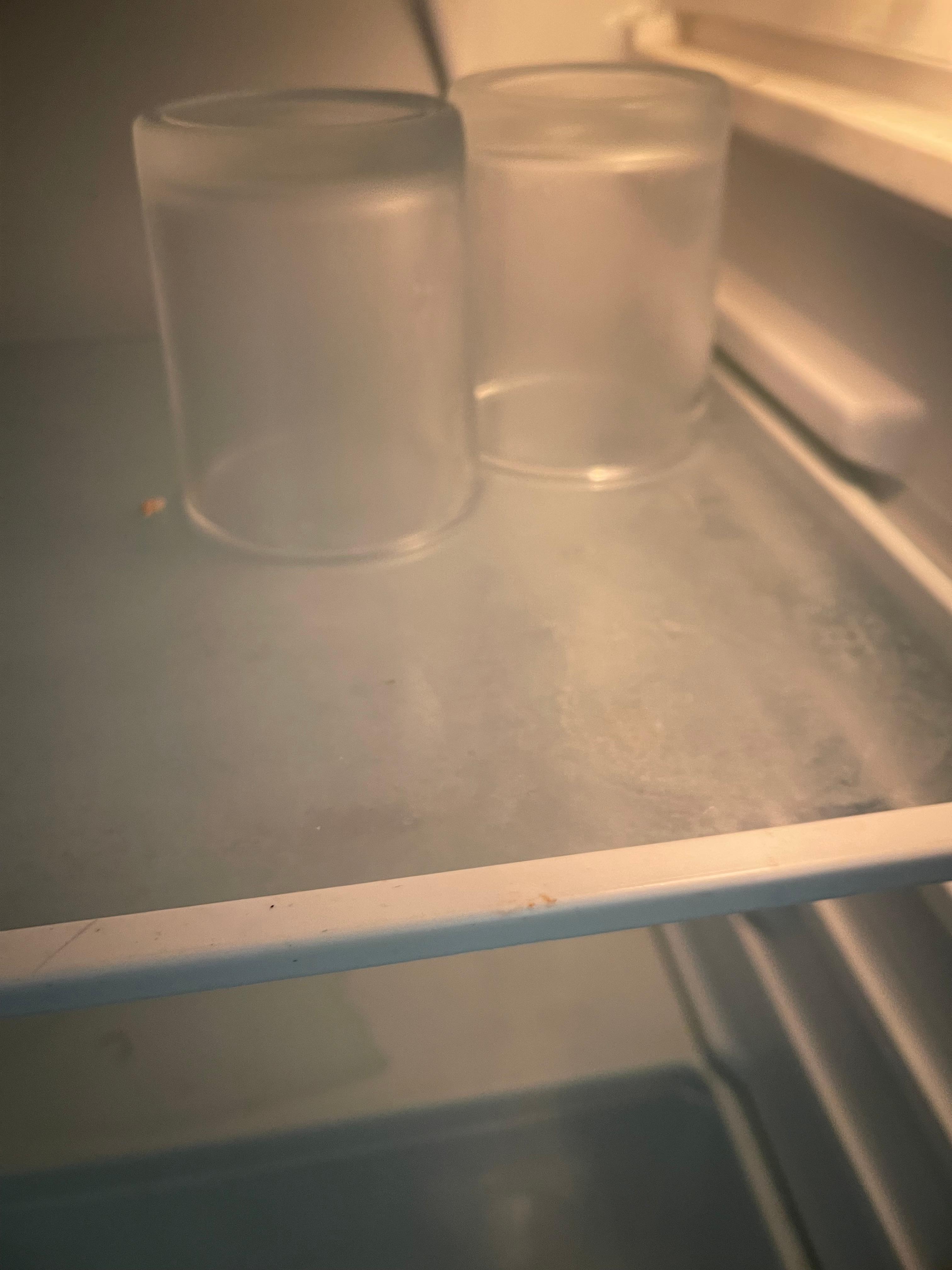 Grime on shelves, unwiped