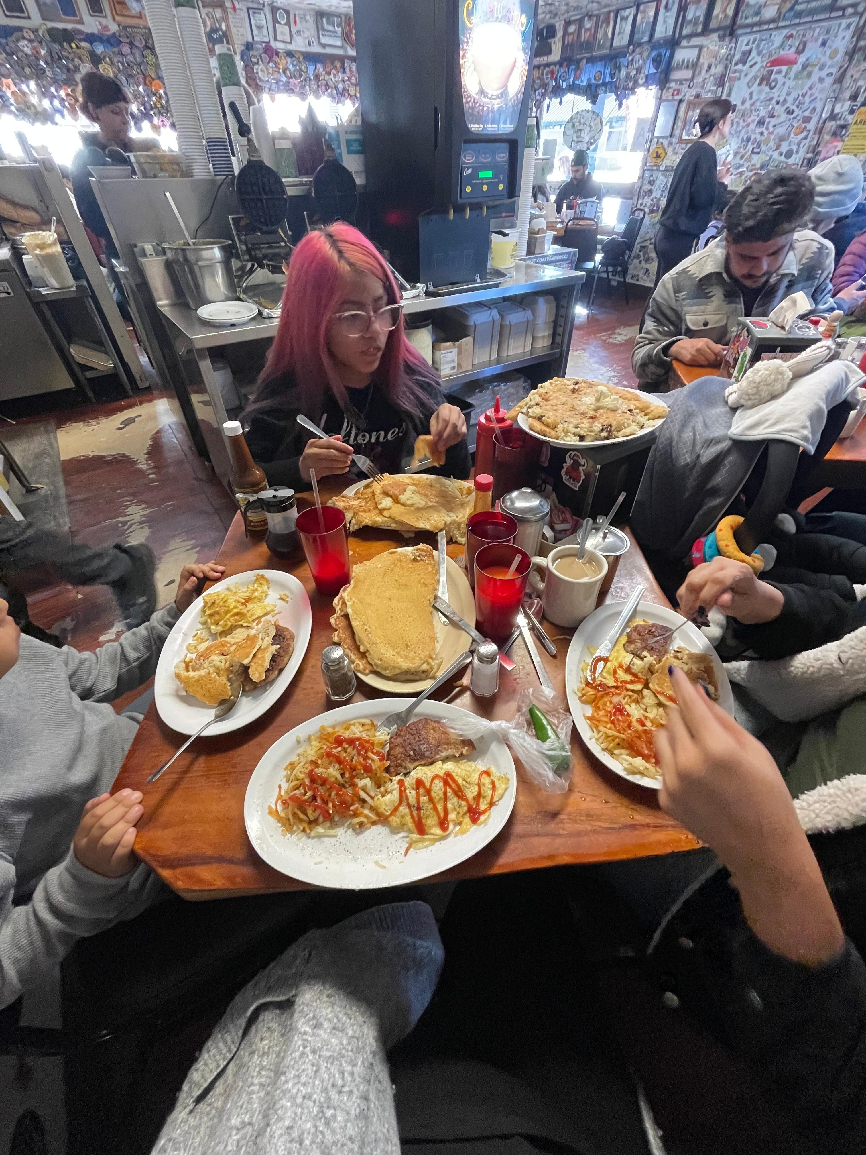 Family breakfast at grizzly manor cafe. Good food and 5 minutes from house. 