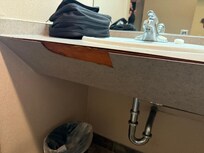 Damaged bathroom counter