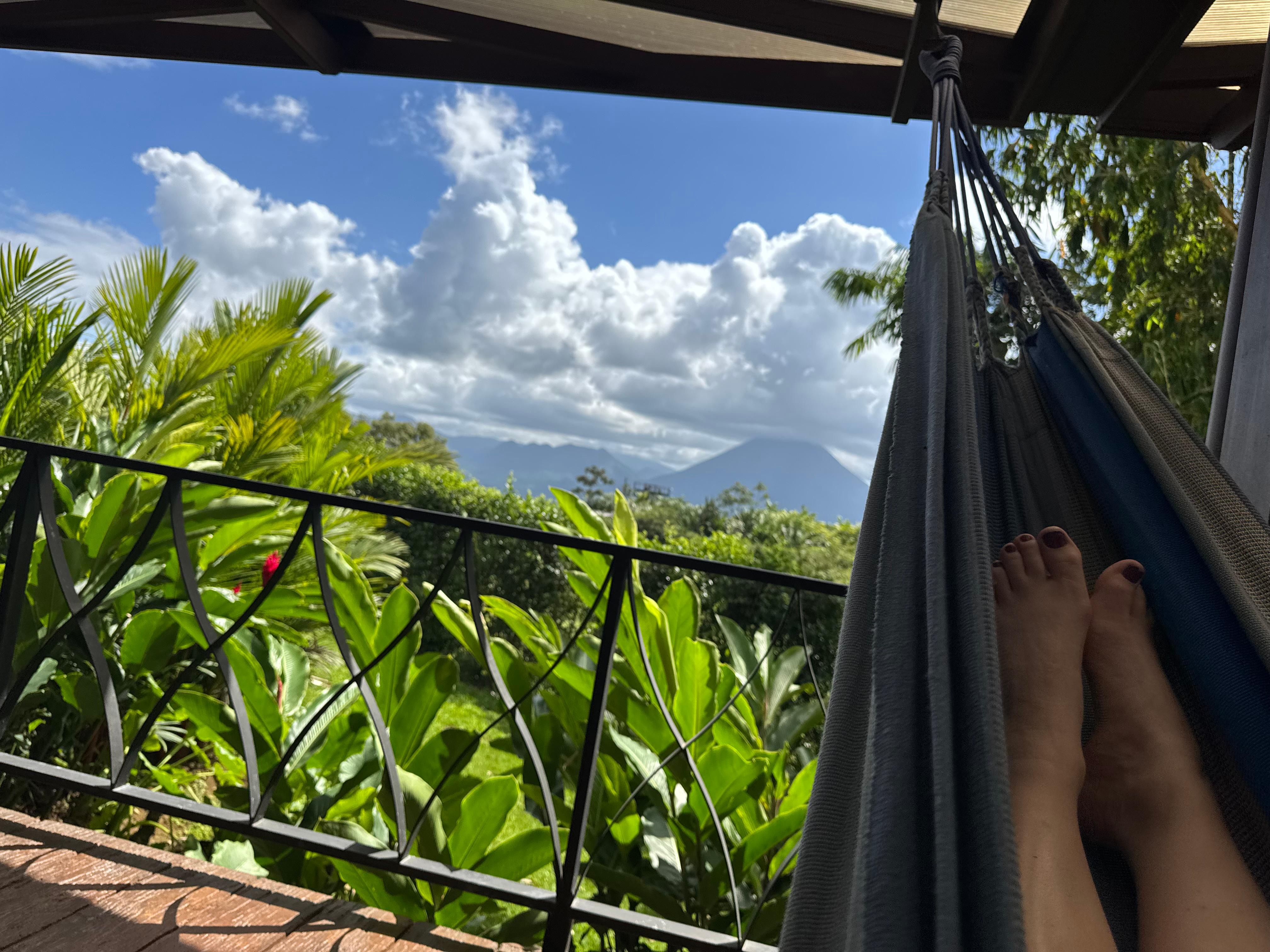 Just relaxing in the hammock and taking in the beautiful view from the outdoor space!