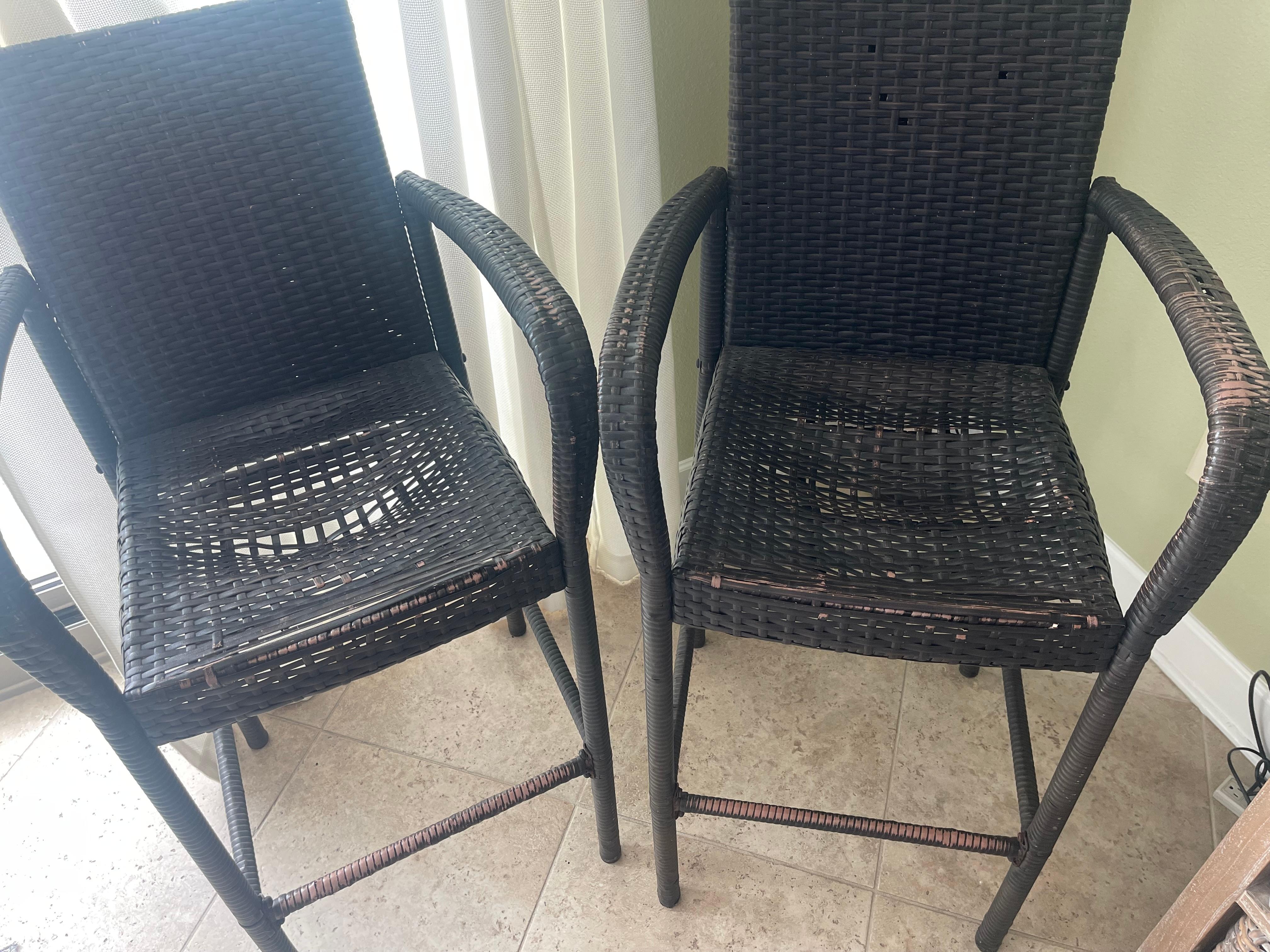 Dry rotting chairs that we couldn’t sit in and left small pieces all over the floor. 