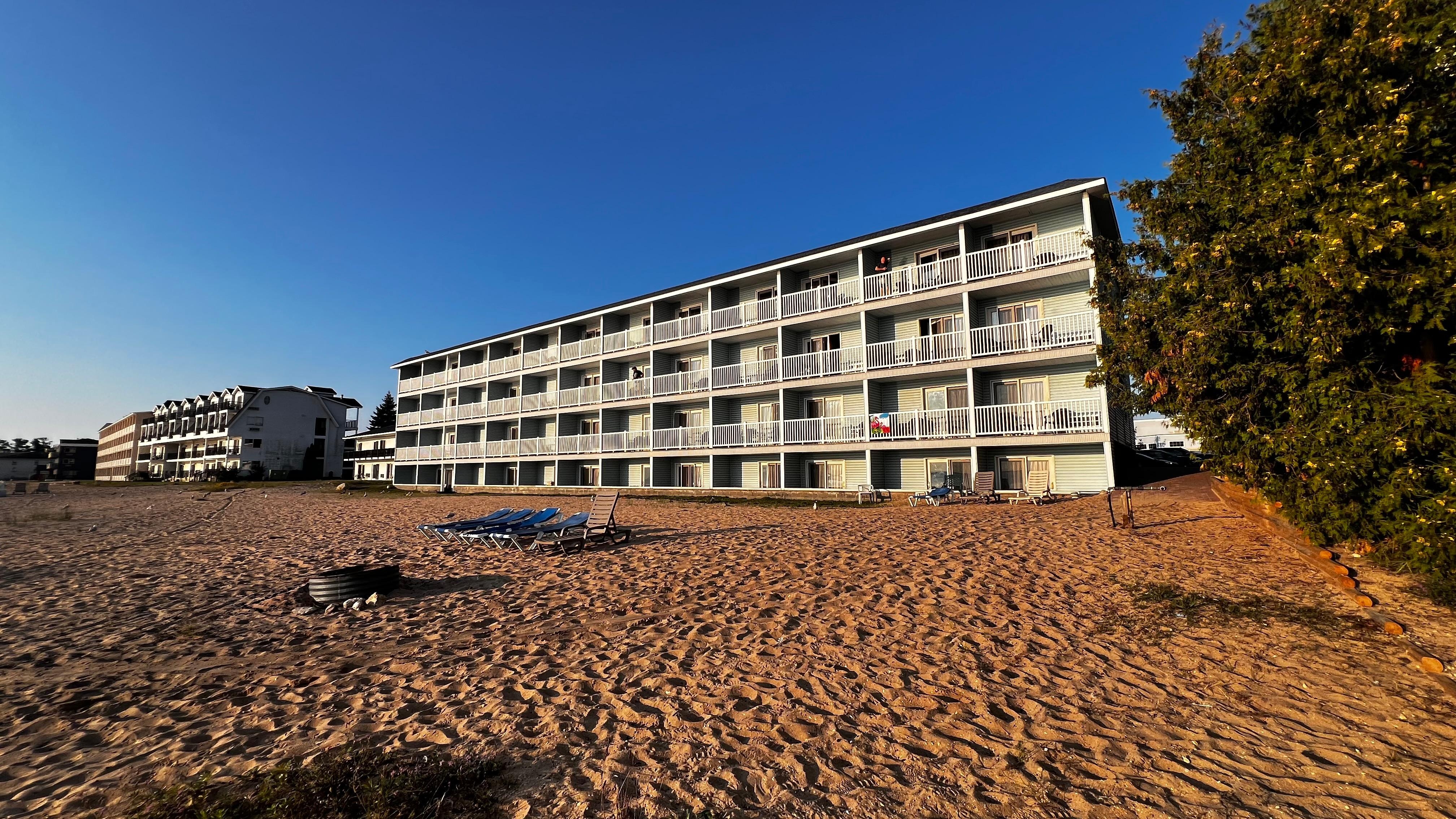The beach front of the hotel 