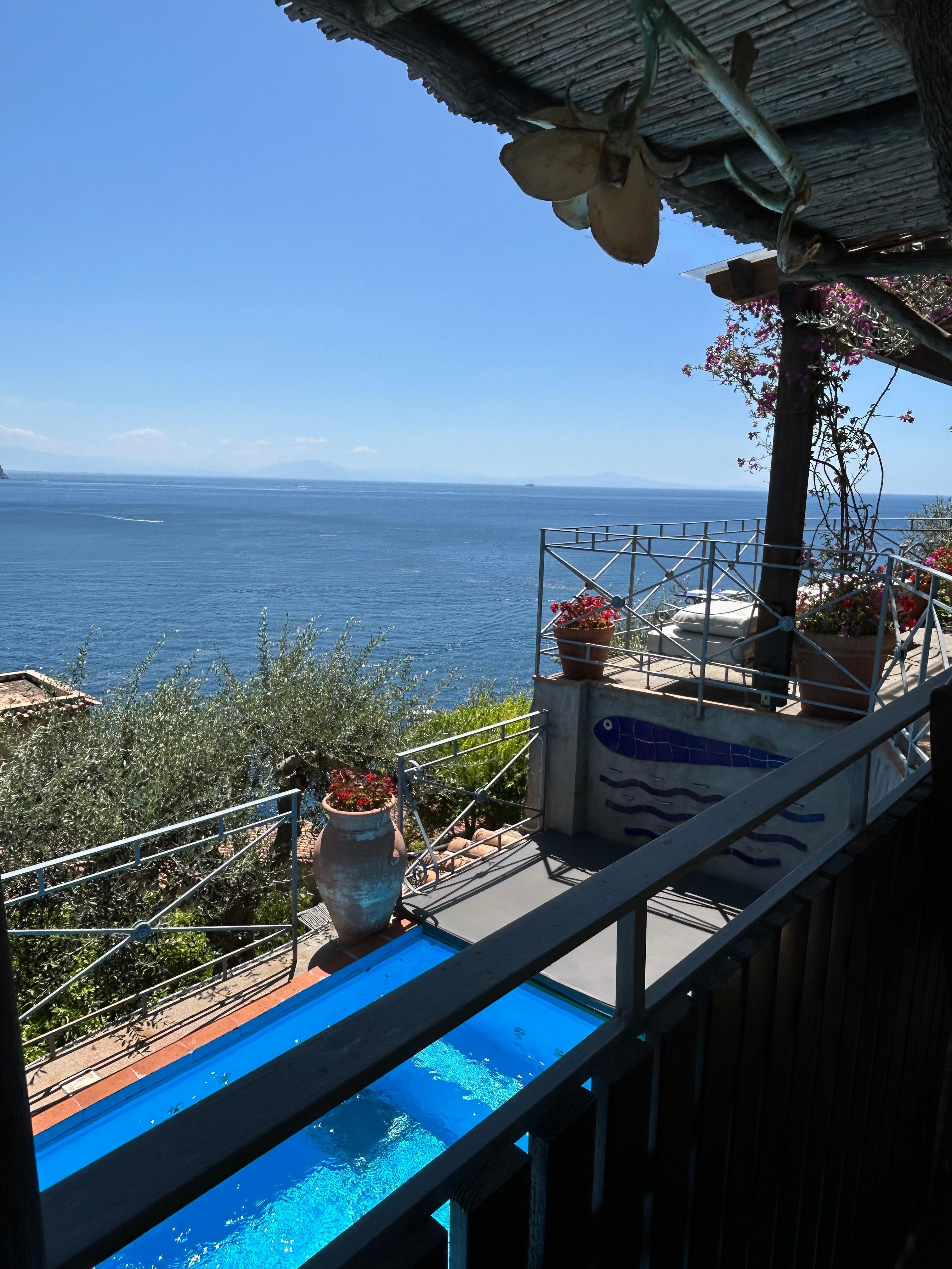 Pool has massaging jets and night light too