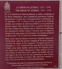 For Americans important to know hotel near spot when Arnold's and Montgomery's troops were defeated by the English in 1775 were