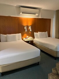 3人でジュニアスイートを利用。こちらはメインのベッド。これに、ほぼ同じ広さのエキストラ(ソファベッド)でした。