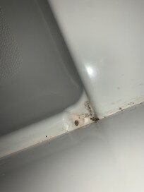 Corner of shower floor