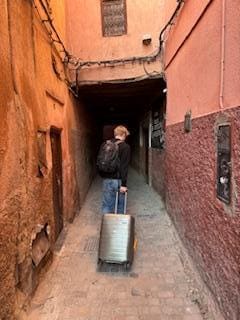 The street is quiet both you are in the middle of the medina - everything within walking distance.