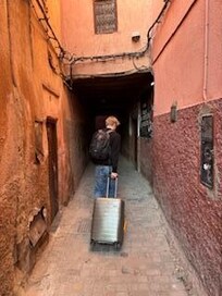 The street is quiet both you are in the middle of the medina - everything within walking distance.