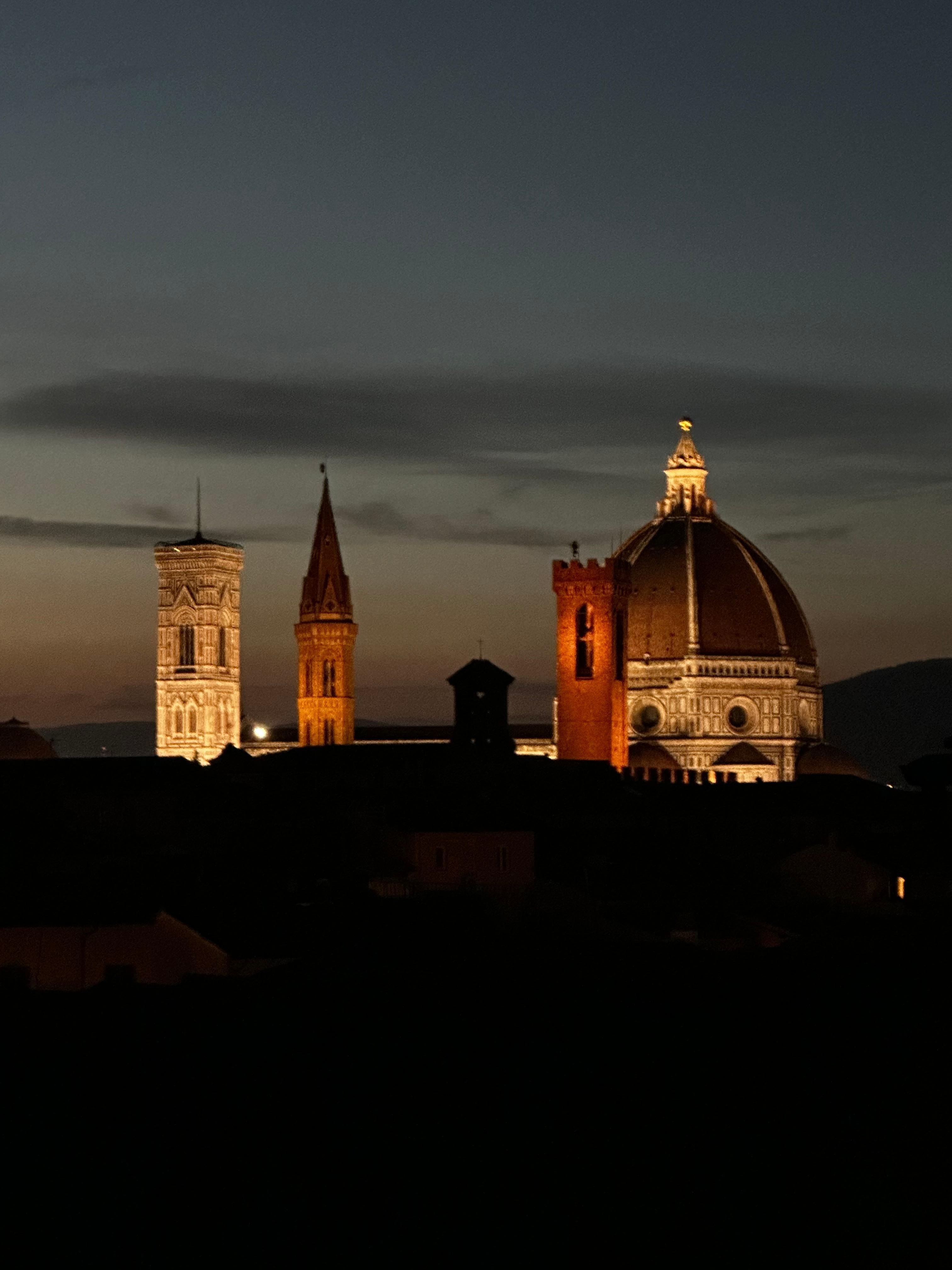 View of the Duomo at night from one of the bathrooms 
