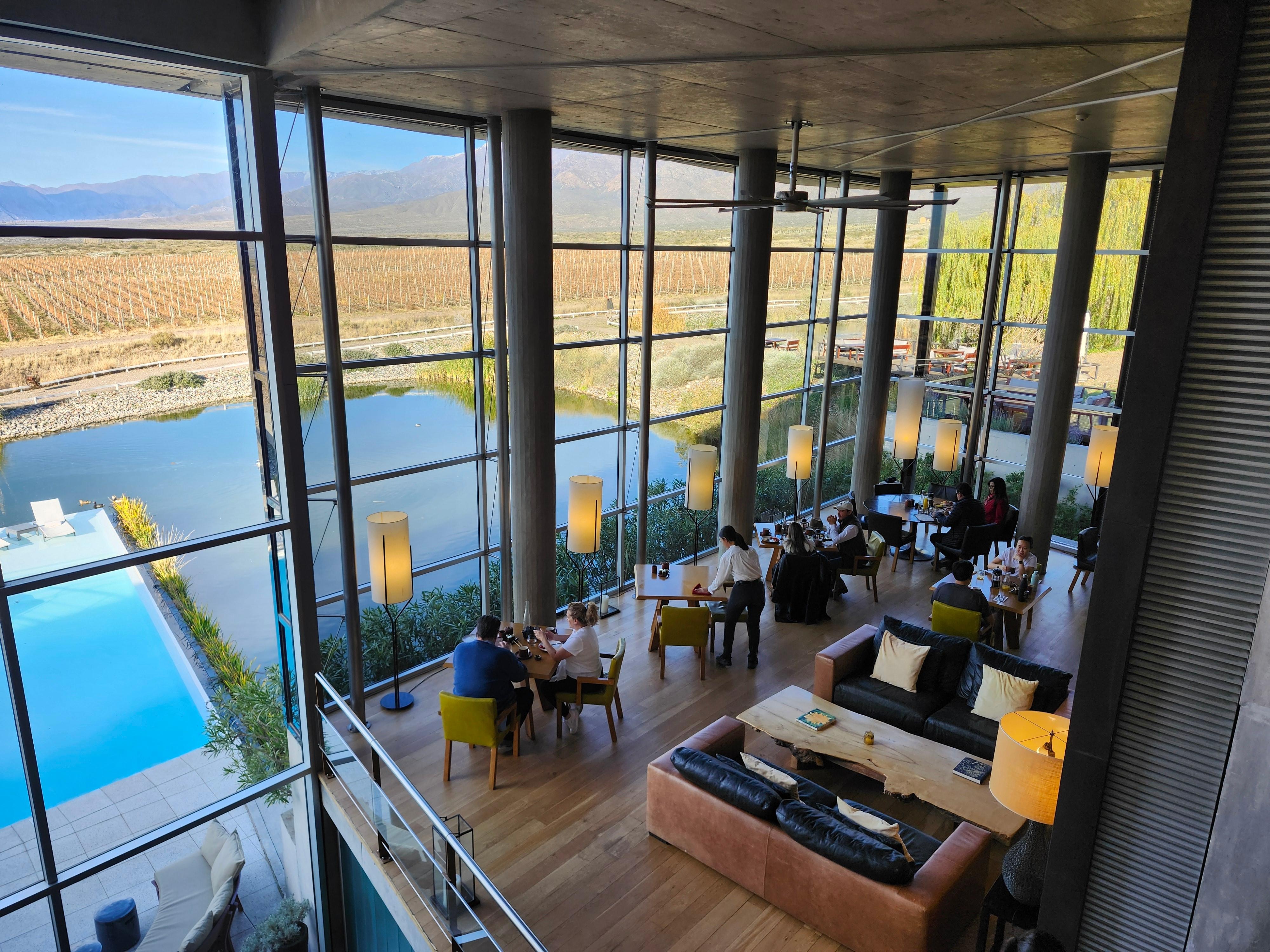The restaurant from the second floor in the main building.