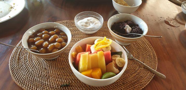 Bowl of fruit at breakfast