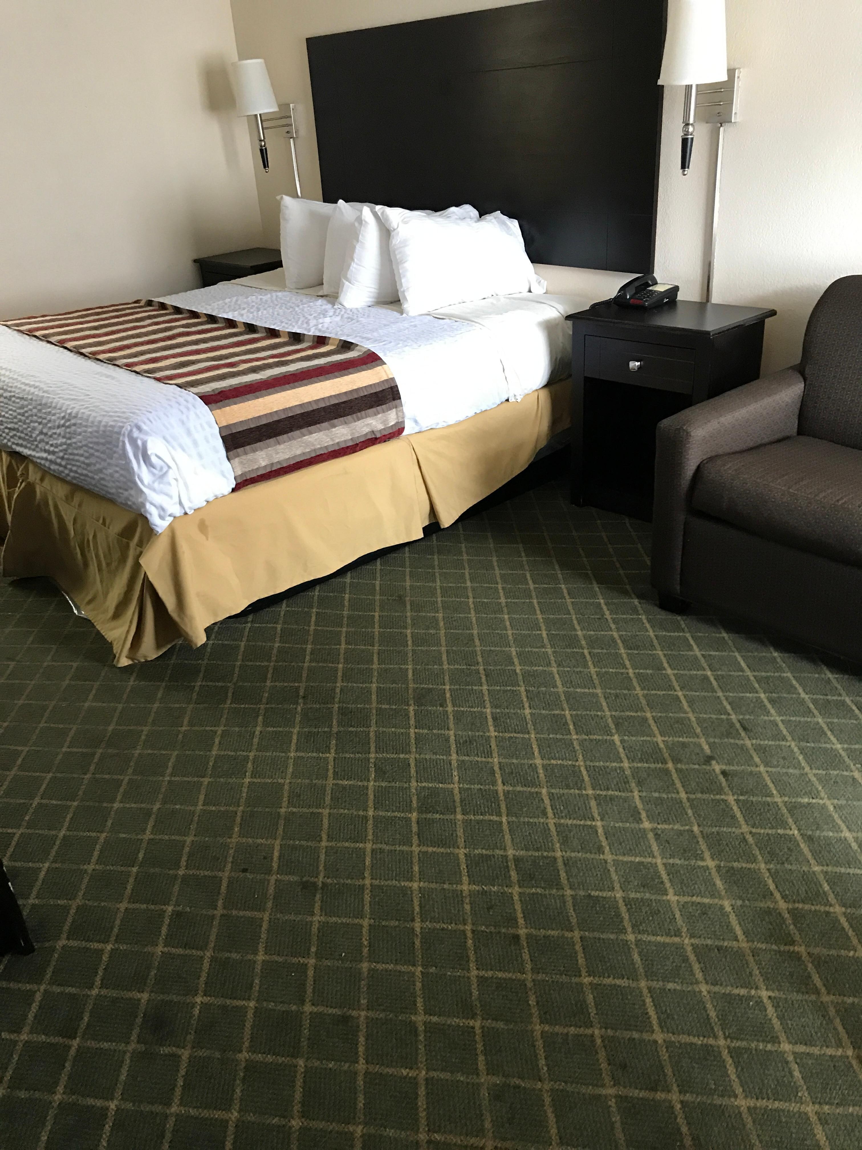 Stains on the carpet. I had to spray the room down to get it smell pleasant.