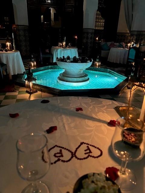 Surprise romantic dinner arranged for us at a restaurant by Riad Nafis