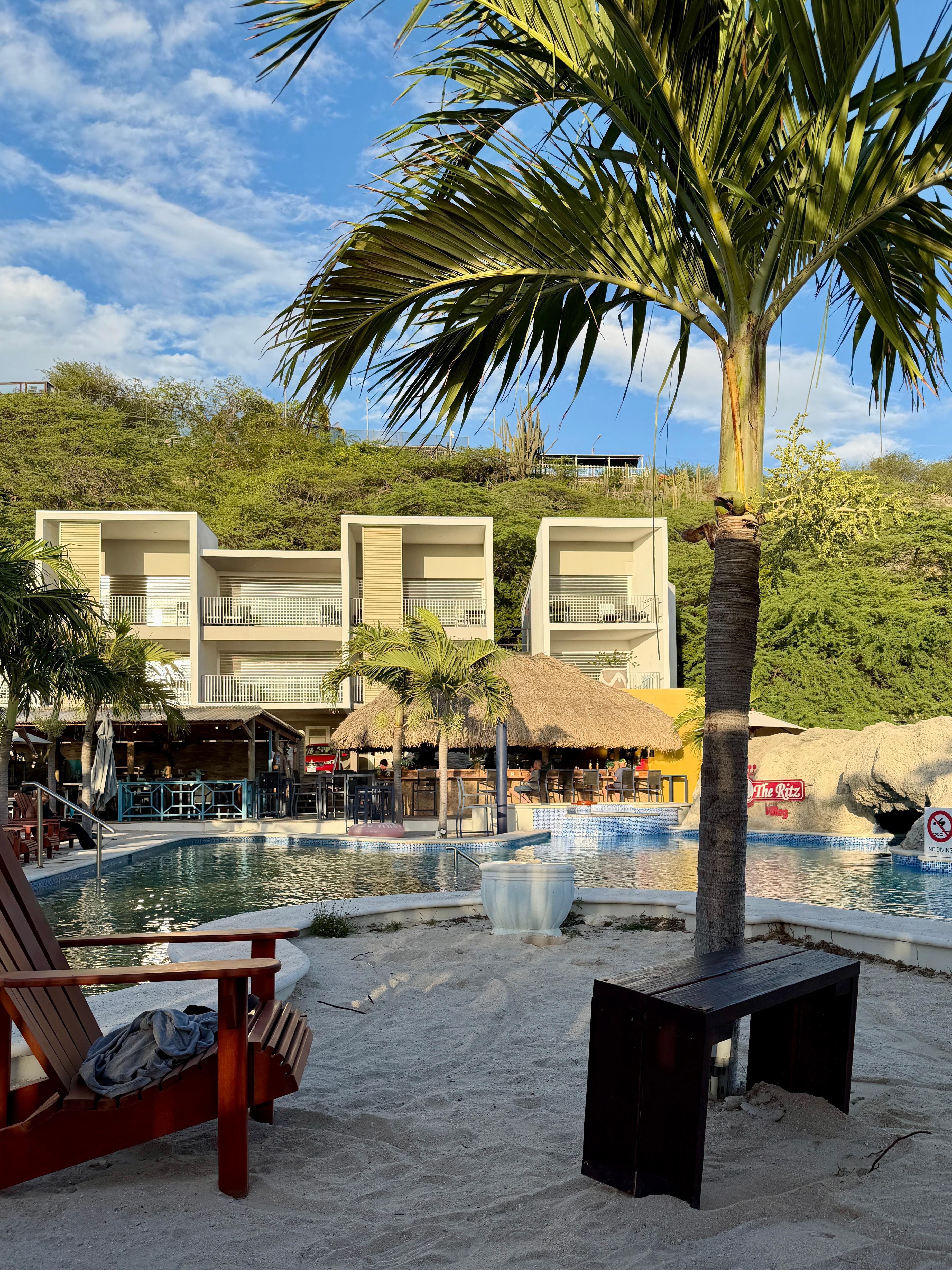 View of the apartments from the urban beach.