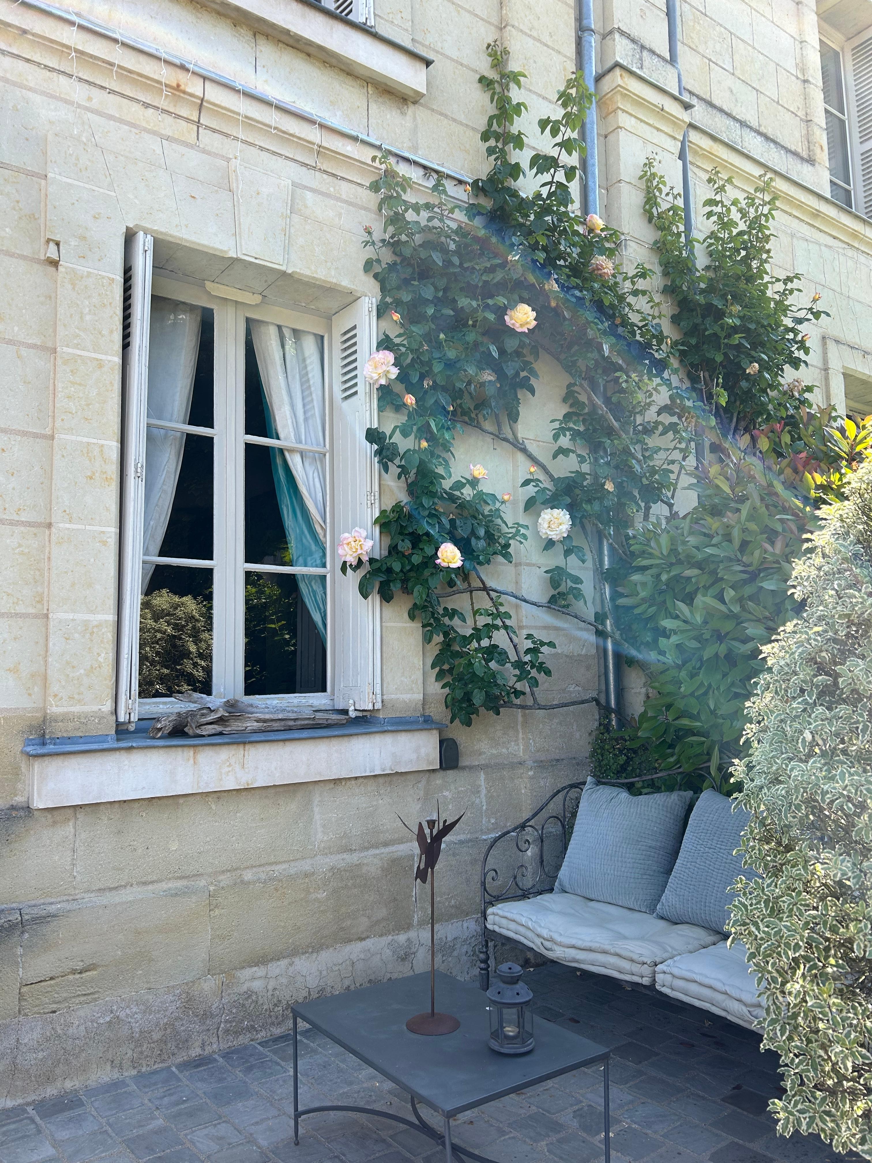 front terrace amid the roses