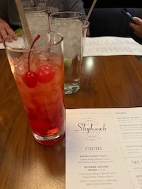 Dinner and drinks at in hotel restaurant.