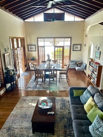 Beautifully decorated sitting area (with large screen smart TV) and dining room