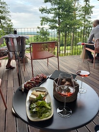 Champagne and charcuterie on the terrace