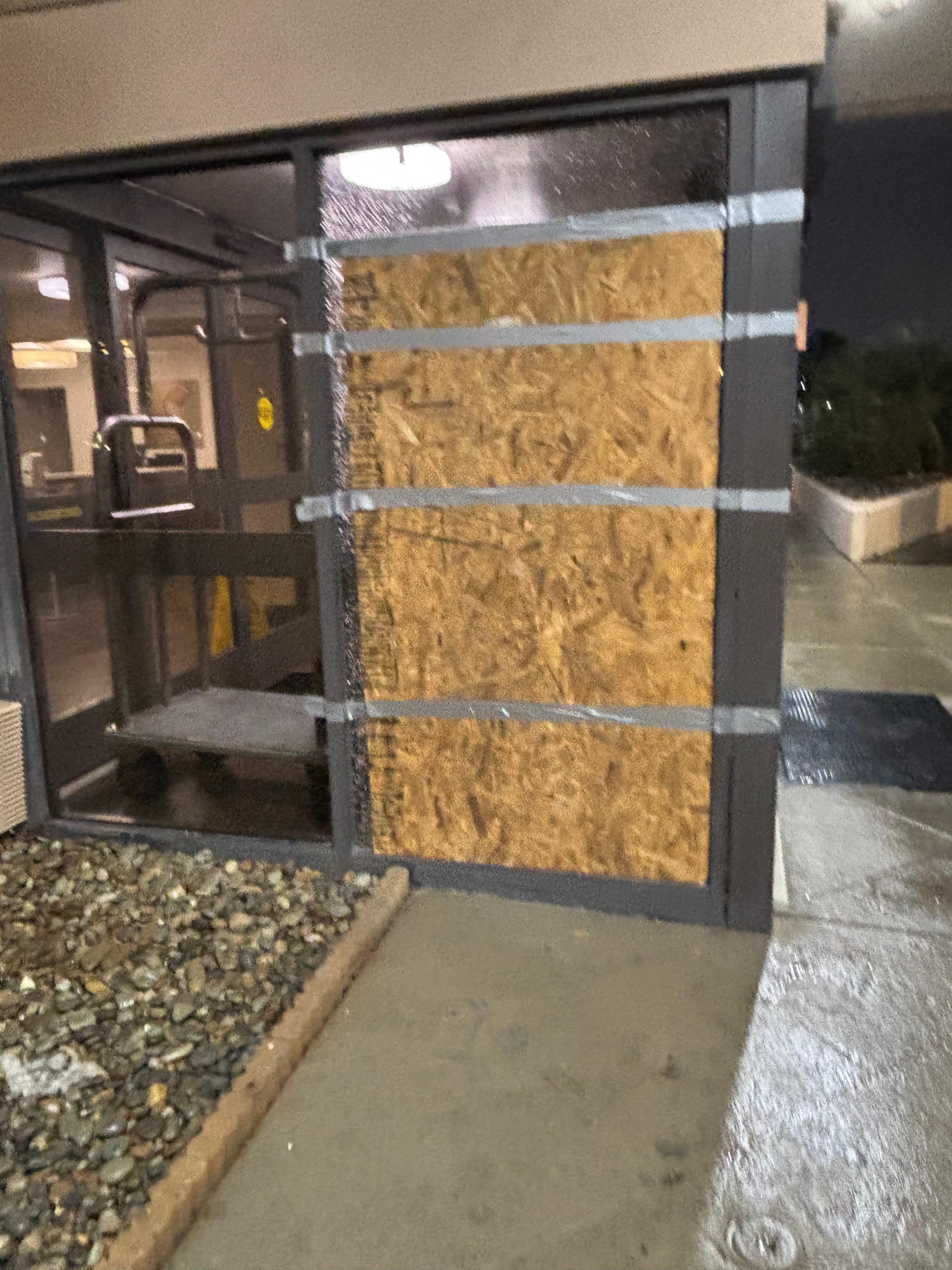 Window smashed in lobby