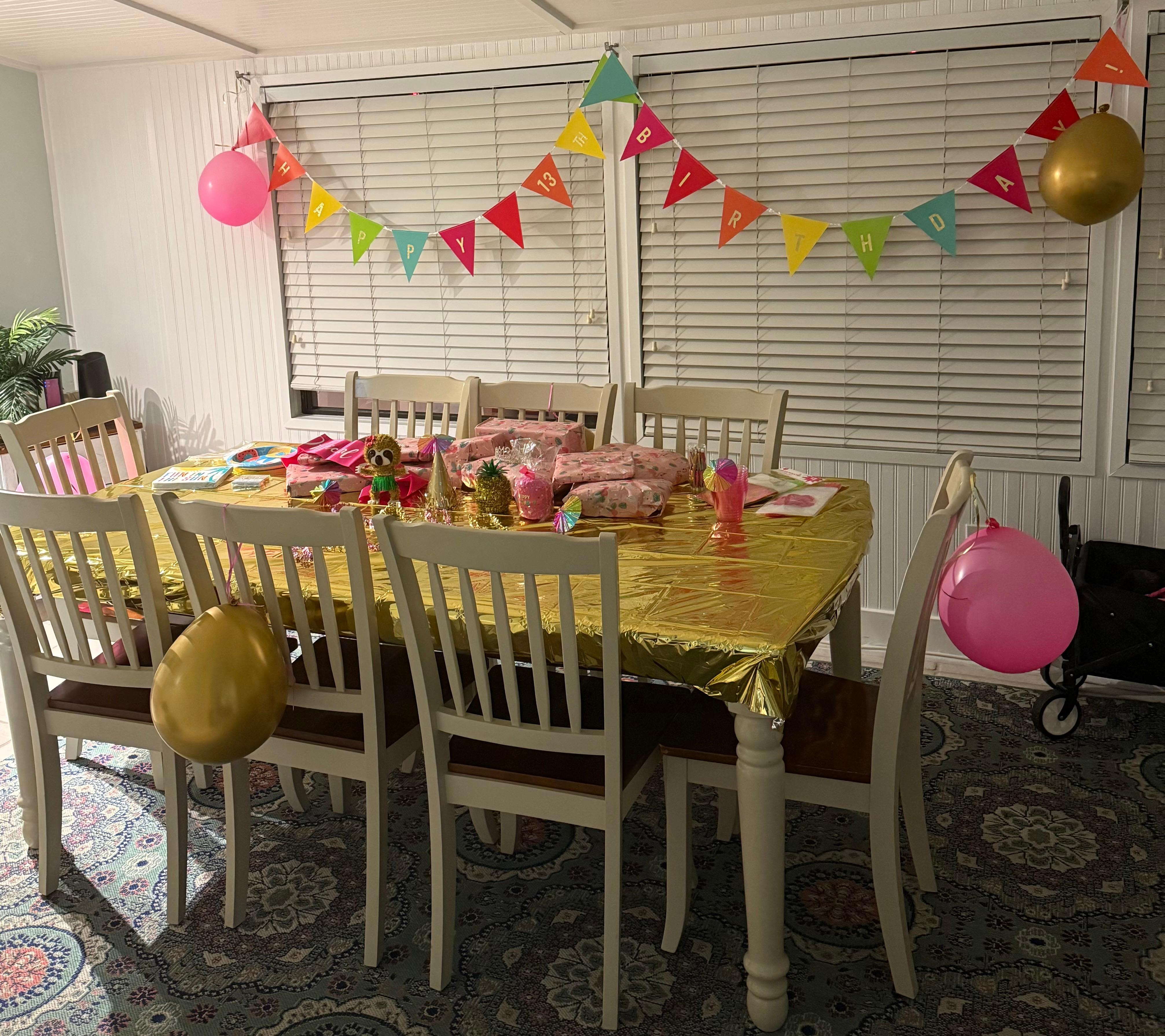 Birthday set up in the dinning room area! 