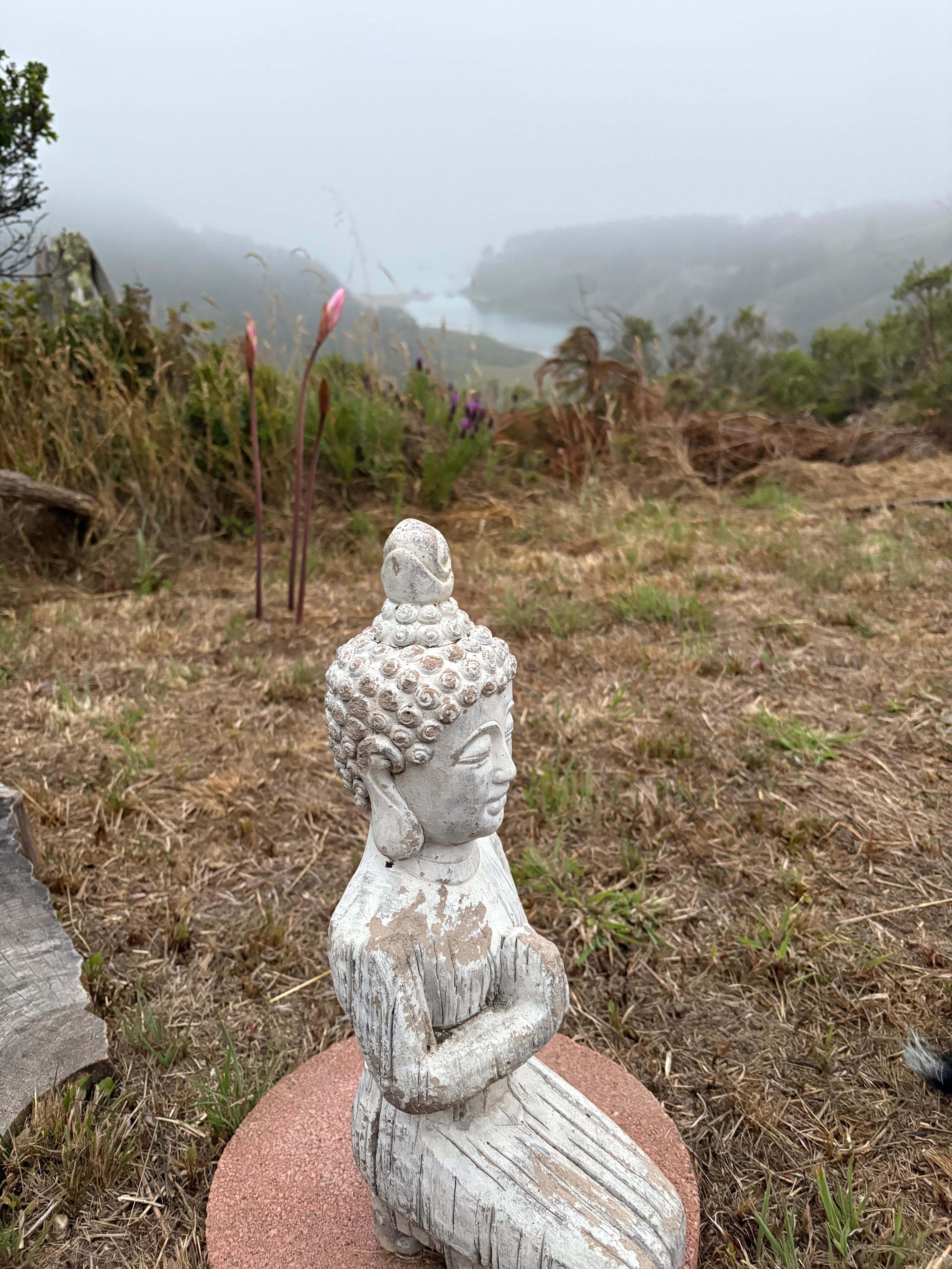 The meditation area at the edge of the yard