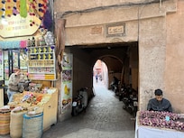 The entrance to the narrow street off the Main Street Rue Mouassaine.