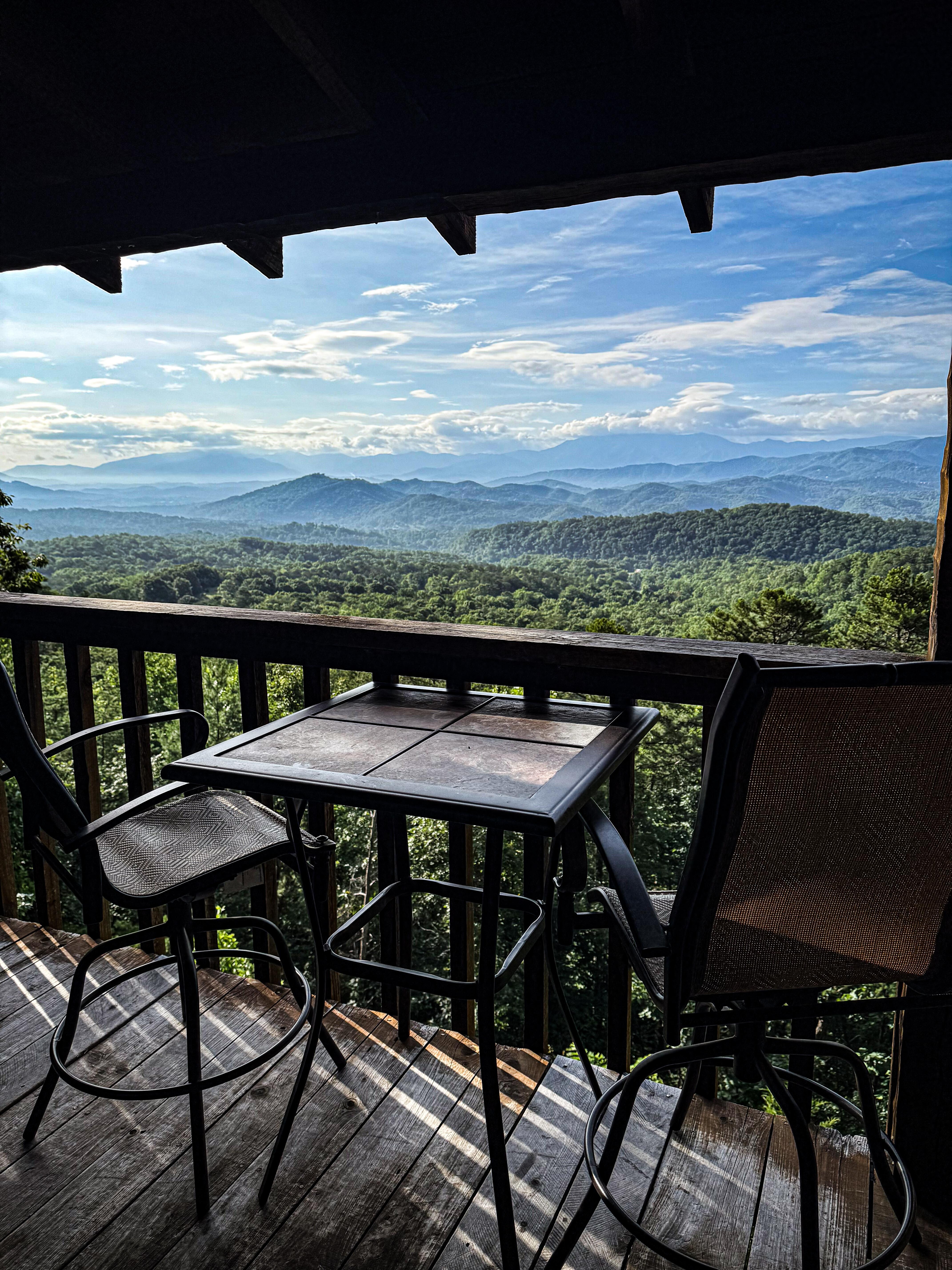 Great seating area for two on front porch 