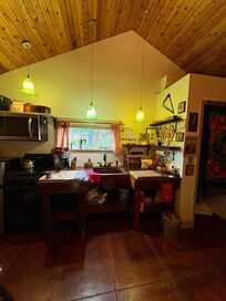 The kitchen - the lights are especially lovely.