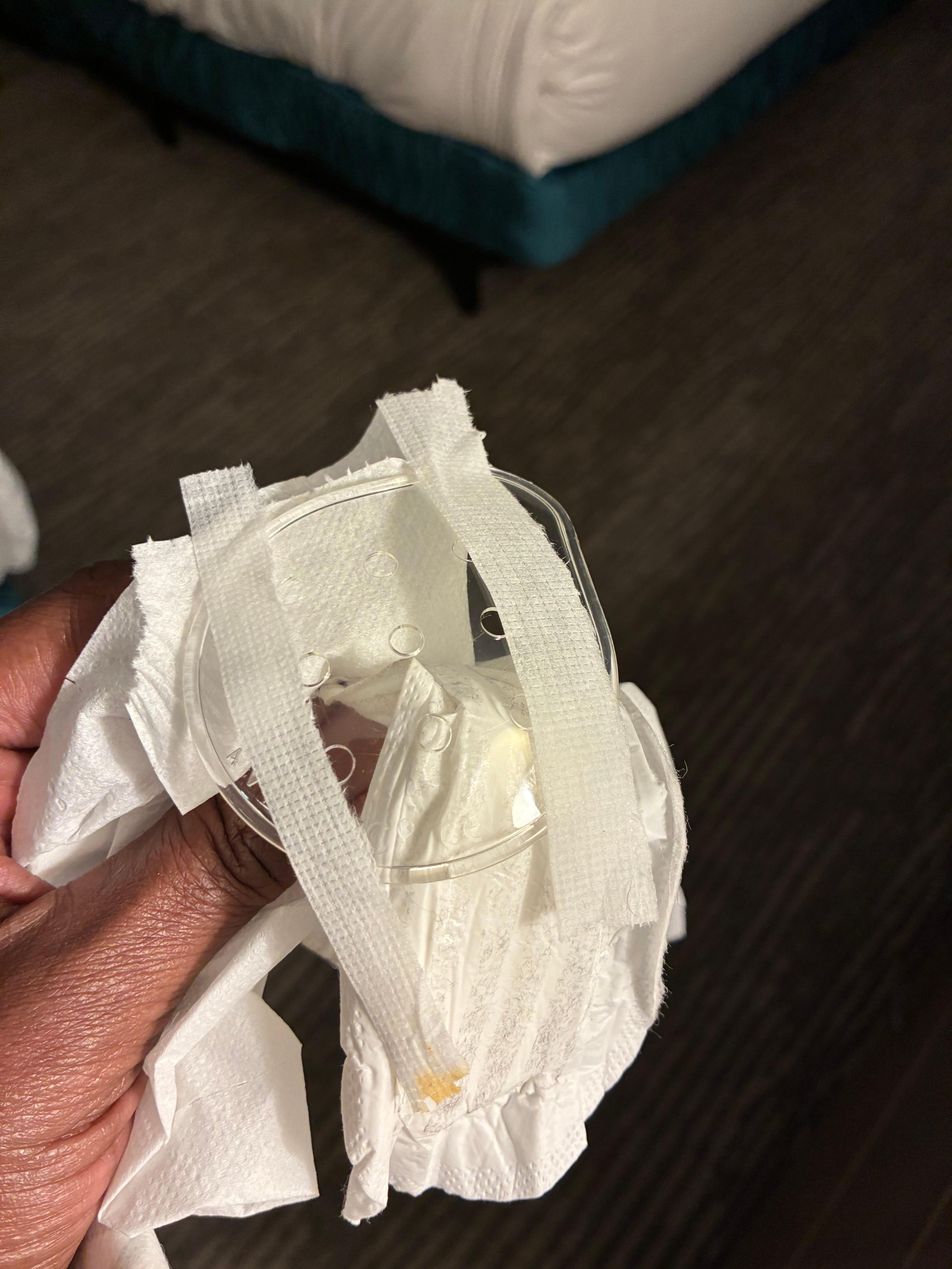 Found a wound/bandage cover in the bathroom