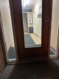 Broken glass on exterior door