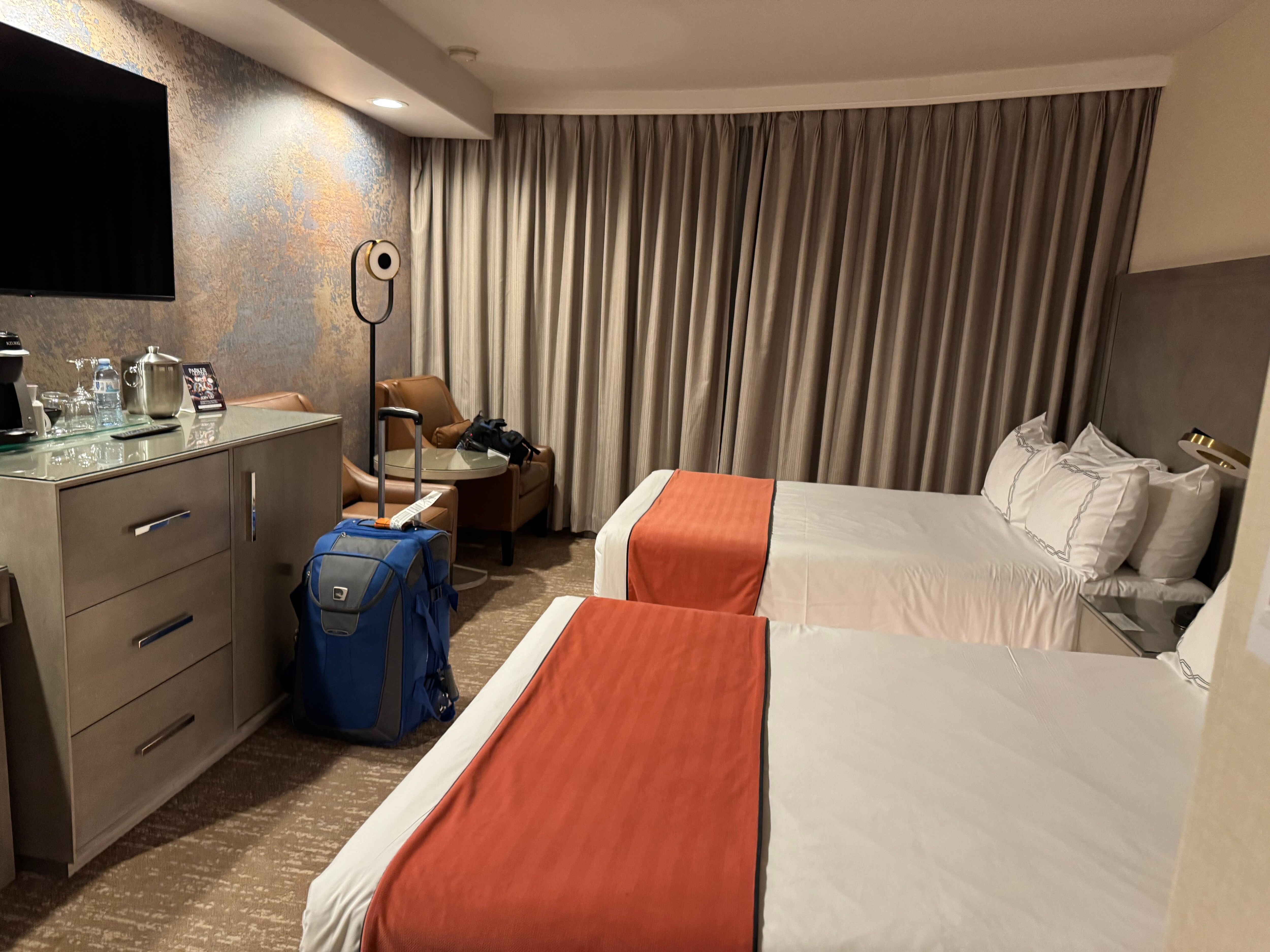 Comfortable and Clean with in room bar and Keurig Coffee.