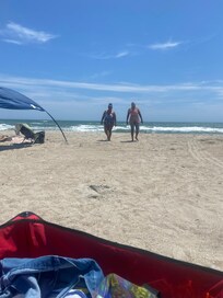 Relatives at the beach ,on the property