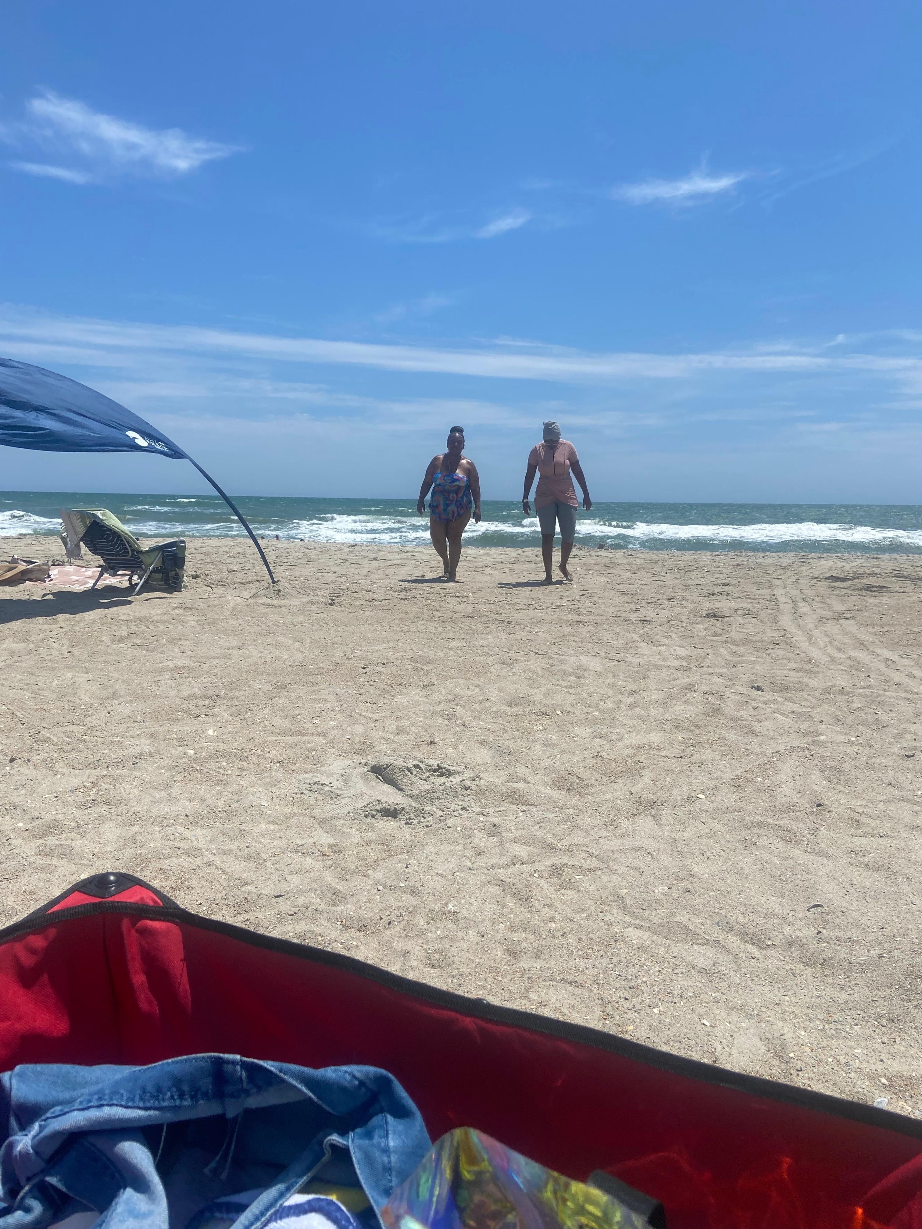 Relatives at the beach ,on the property 