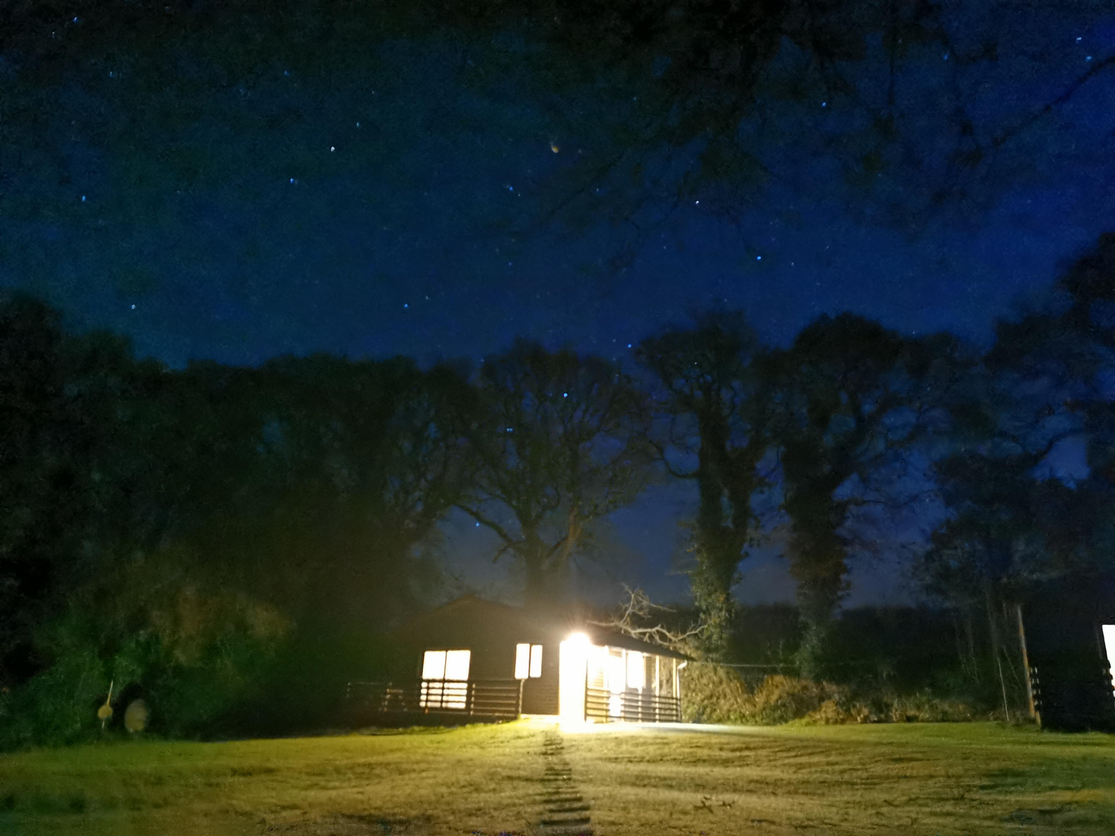 Our cabin at night