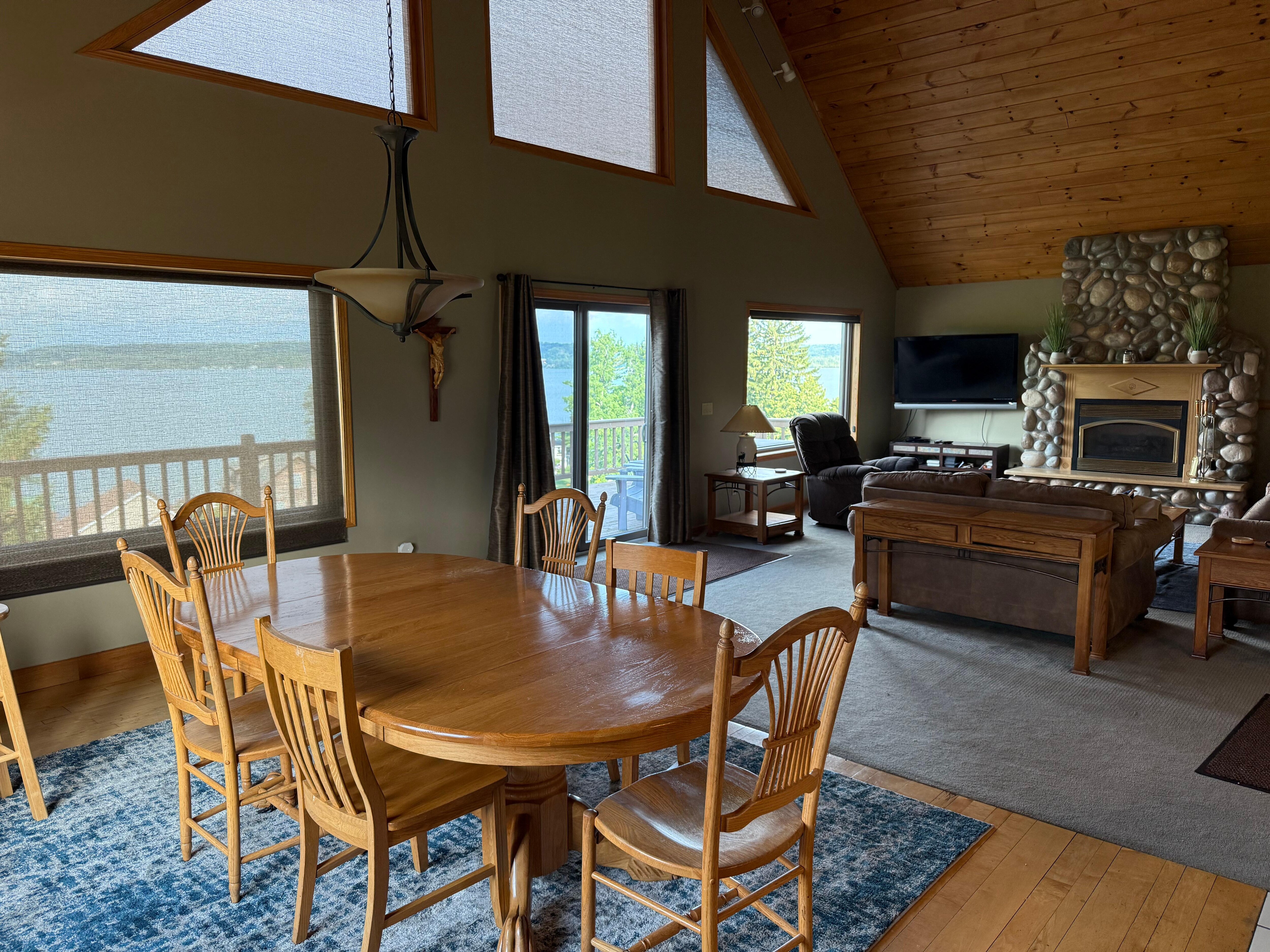 View of lake from kitchen. 