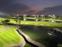 View of the beautiful golf course at night