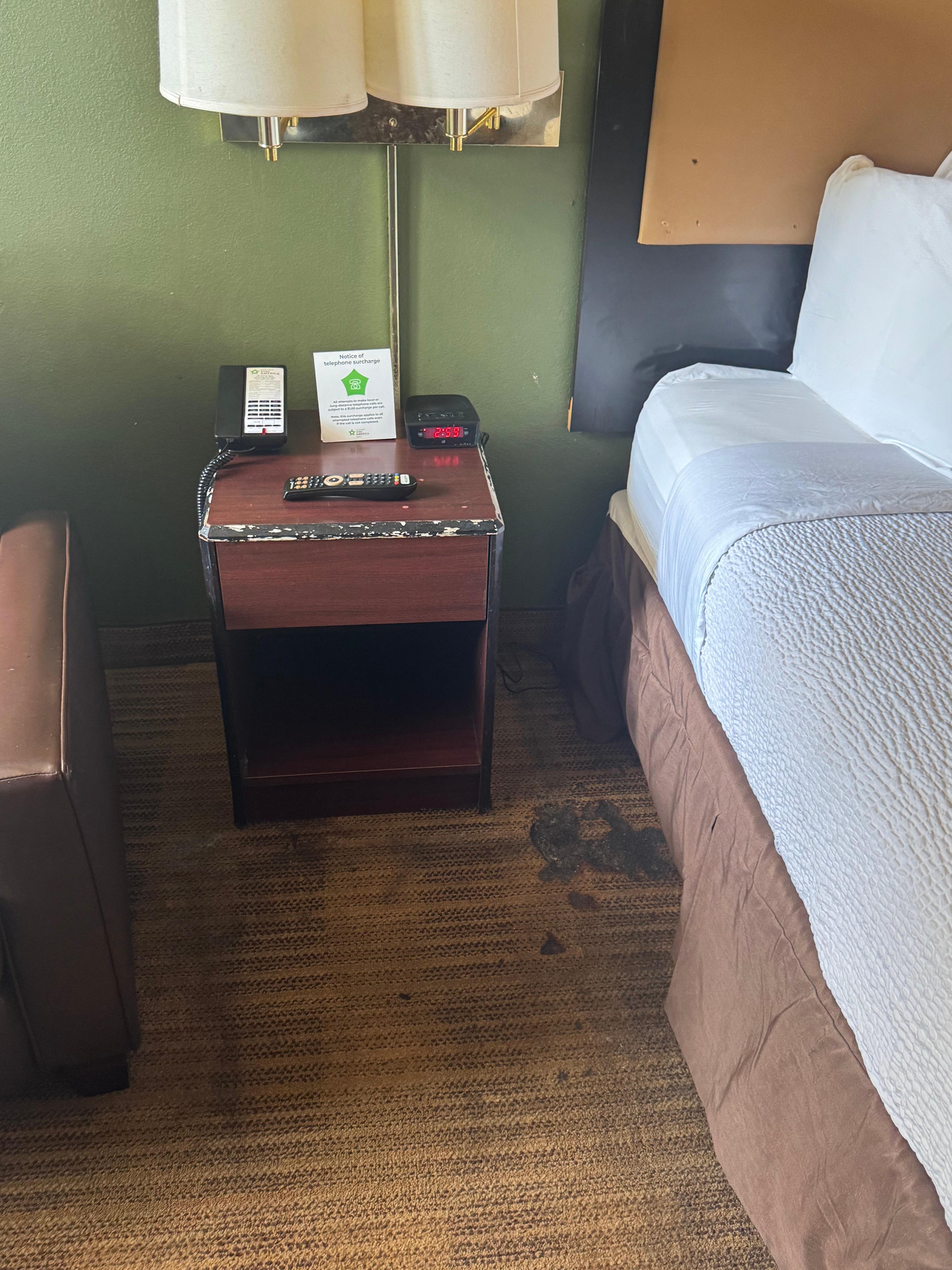 Burn marks and dumpster looking furniture 