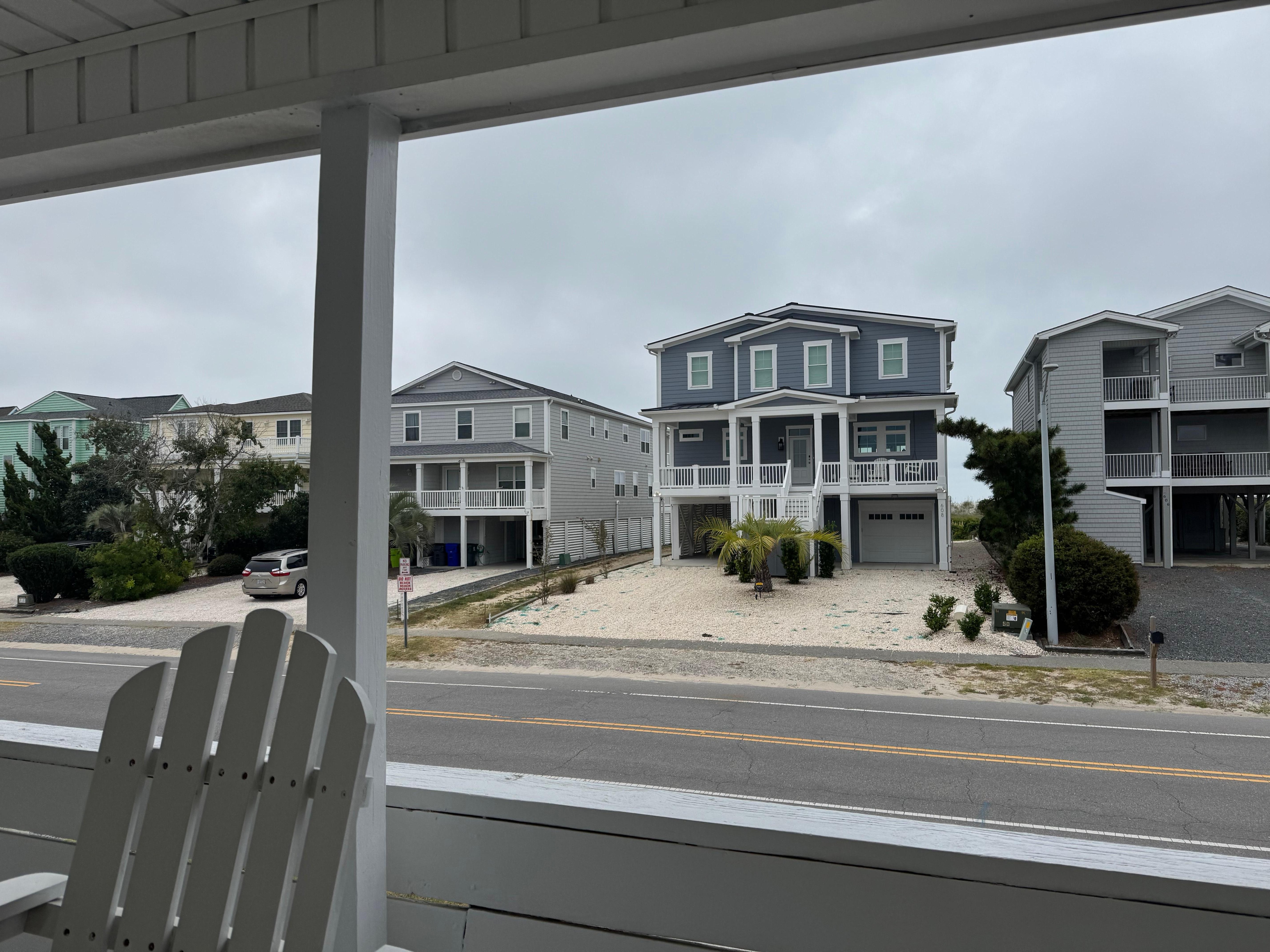 View from front porch. The public beach access is directly across the street.