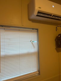 Broken blinds.