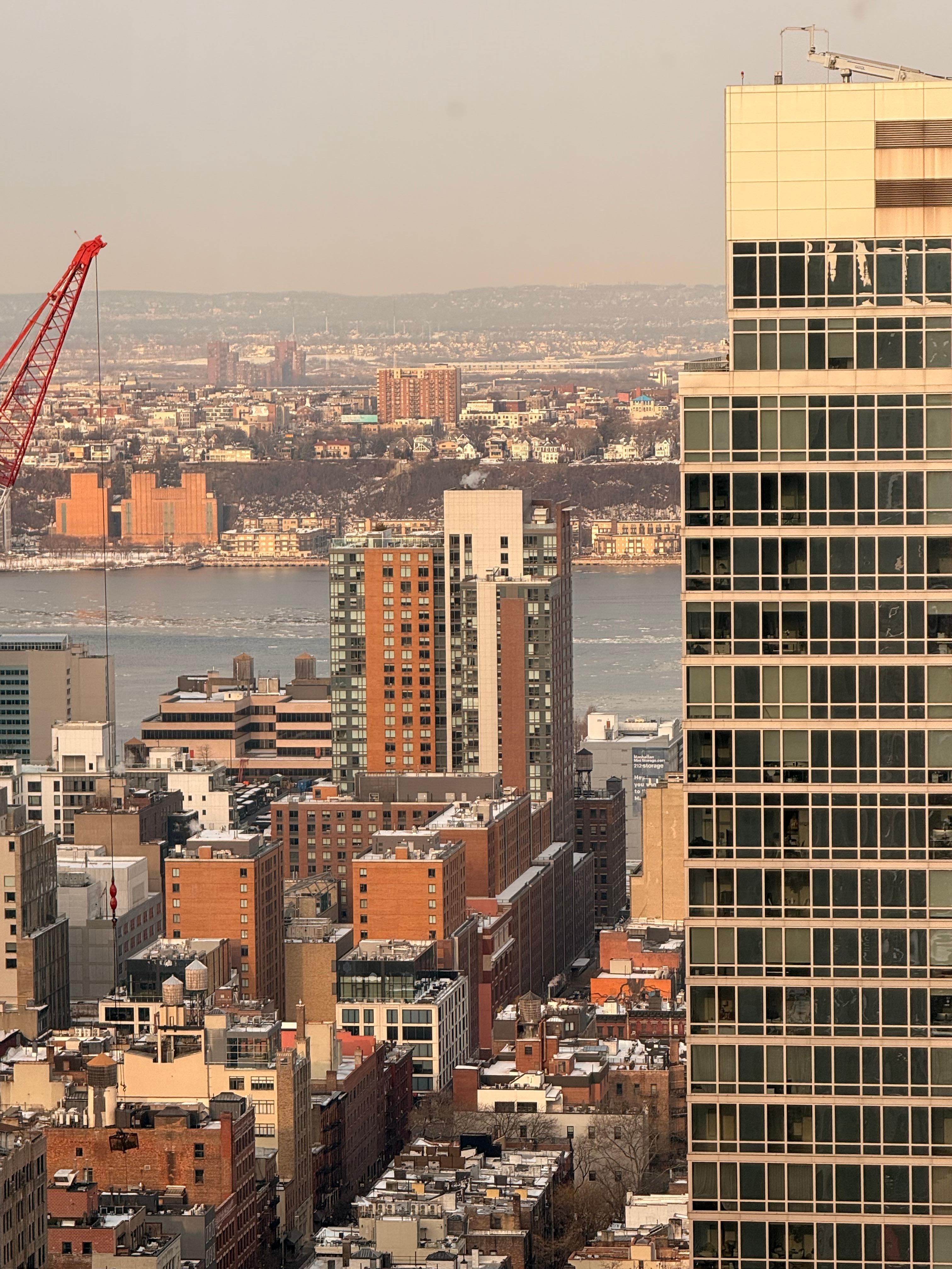 The Hudson River was half frozen over. 