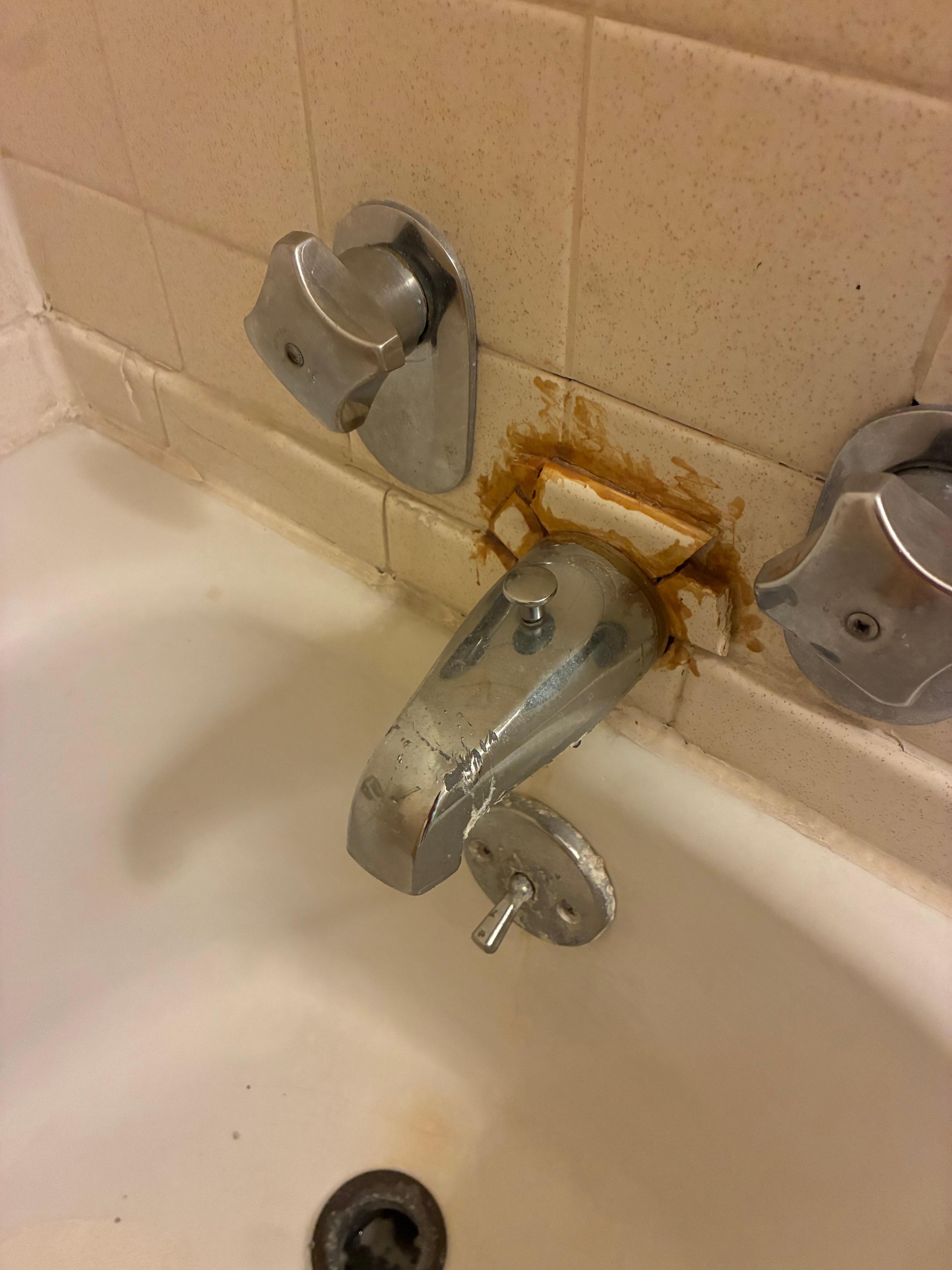 Bathtub fixtures, very old and nasty