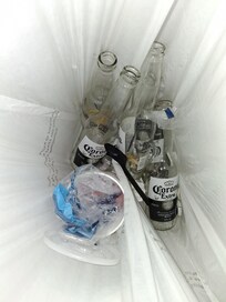 Trash left in garbage.