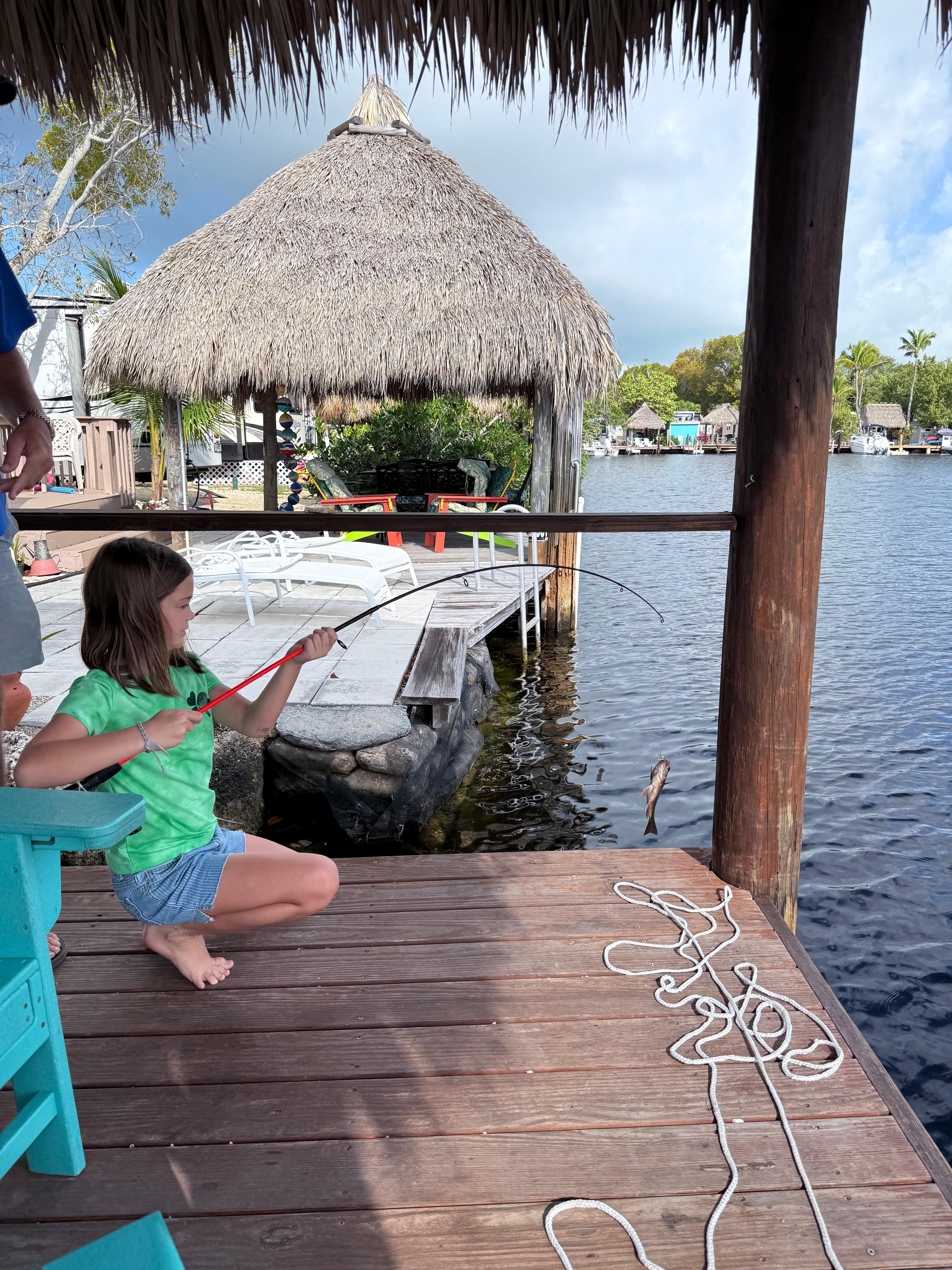 Fishing from the private dock