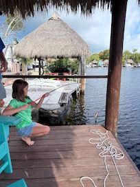 Fishing from the private dock