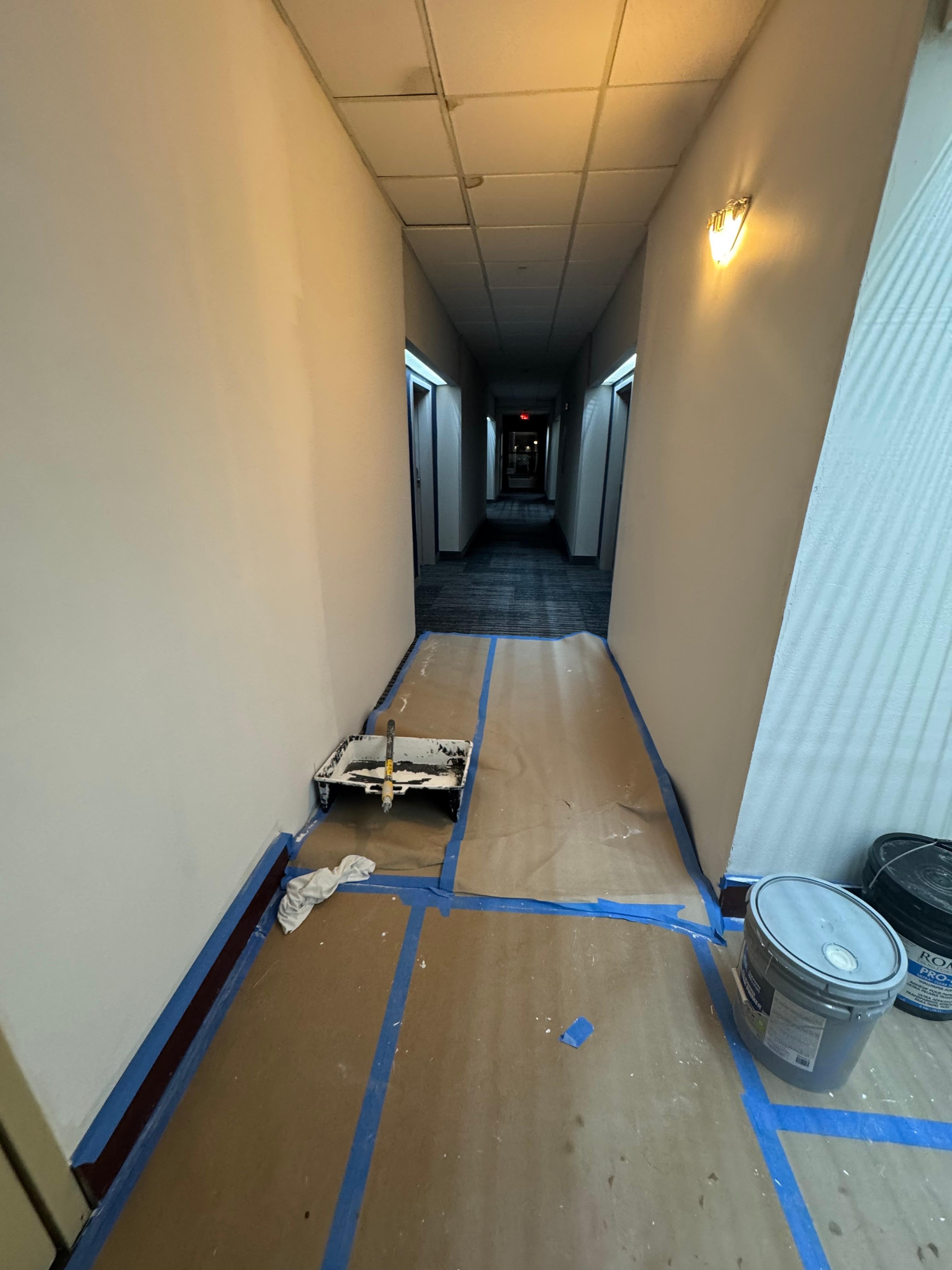 Hallway to get to pool area and staircase. 