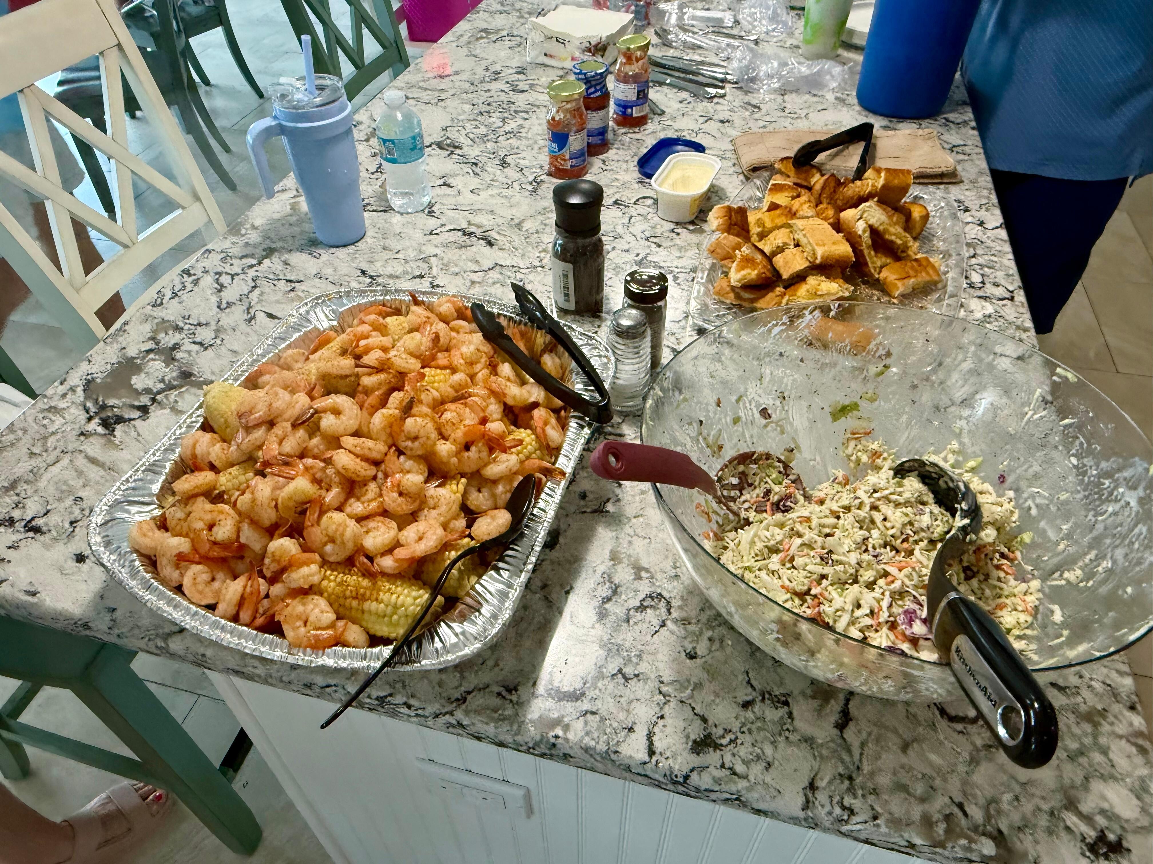 Low Country Boil for our family reunion in the Clubhouse.  Very nice accommodations for no extra charge.  
