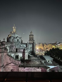View of back of Metropolitan Cathedral with el Zocolo beyond.