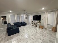 The living room: wonderful couch and television!