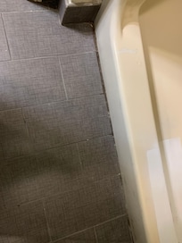 Grout at shower door black